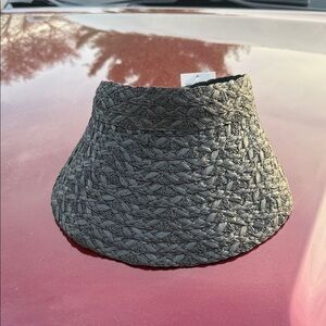 Black Woven Straw Visor Hat - Women's Accessory a new day